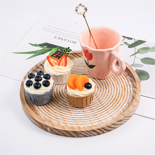 Round Ottoman Table Tray Wooden Solid Serving Tray